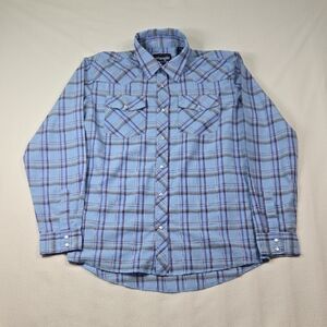 Wrangler Youth Light Blue Plaid Casual Shirt